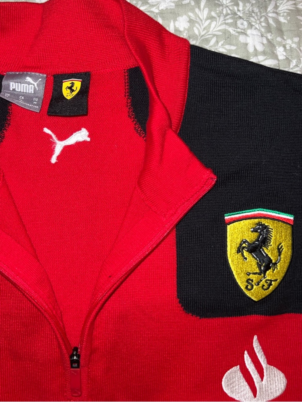 F1/Formula One Scuderia Ferrari Red Quarter Zip Team Sweater - Picture 4 of 5